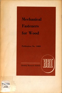 Cover Image: Mechanical Fasteners for Wood