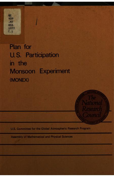 Plan for U.S. Participation in the Monsoon Experiment (MONEX)