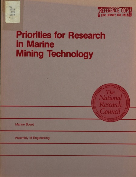 Cover: Priorities for Research in Marine Mining Technology