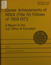 Cover Image: Career Achievements of the NDEA (Title IV) Fellows of 1959-1973