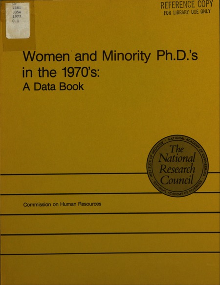 Cover:Women and Minority Ph.D.'s in the 1970's: A Data Book