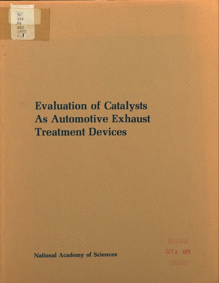 Cover: Evaluation of Catalysts as Automotive Exhaust Treatment Devices
