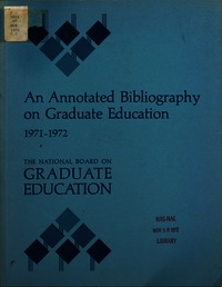 Cover Image: Annotated Bibliography on Graduate Education, 1971-1972