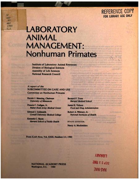 Laboratory Animal Management: Nonhuman Primates