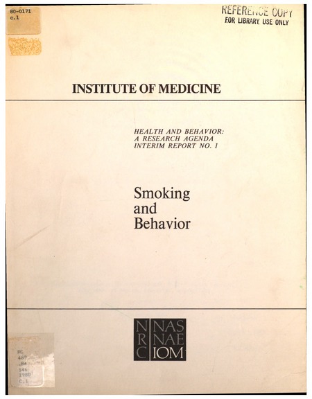 Cover: Smoking and Behavior: Summary of an Invitational Conference, September 27-28, 1979, Washington, D.C.
