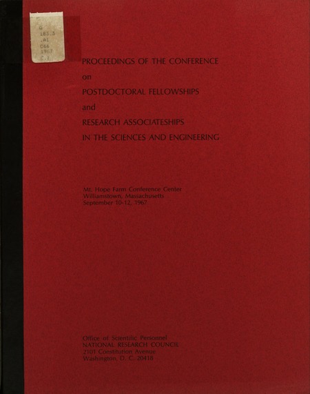 Proceedings of the Conference on Postdoctoral Fellowships and Research Associateships in the Sciences and Engineering