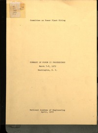 Cover Image: Summary of Forum II Proceedings, March 7-8, 1972, Washington, D.C