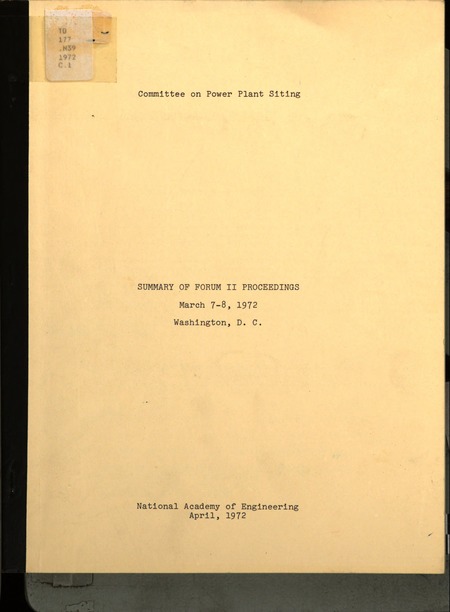 Cover: Summary of Forum II Proceedings, March 7-8, 1972, Washington, D.C