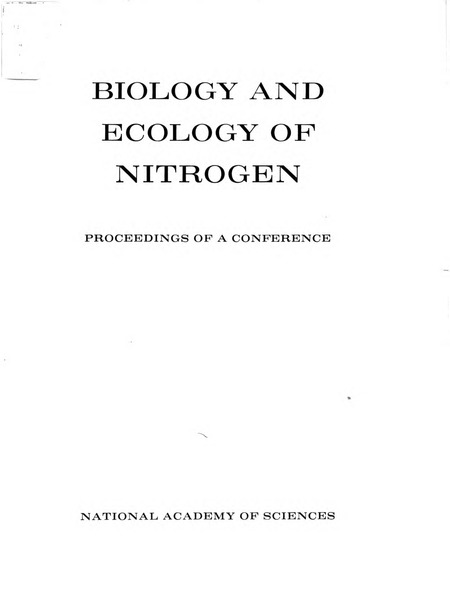 Biology and Ecology of Nitrogen: Proceedings of a Conference