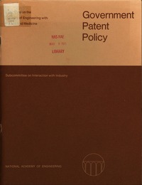 Government Patent Policy: Report of a Workshop