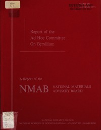 Cover Image: Report of the Ad Hoc Committee on Beryllium