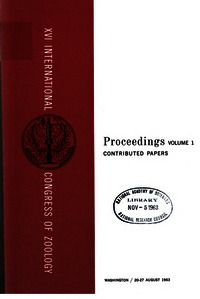 XVI International Congress of Zoology: Proceedings : Vol. 1 Contributed Papers