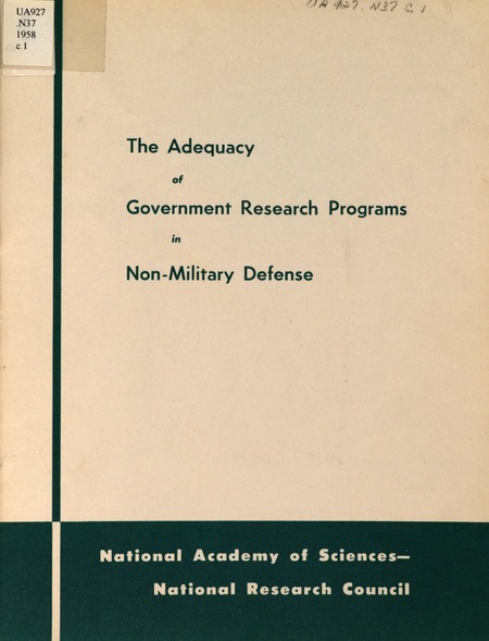 The Adequacy of Government Research Programs in Non-Military Defense