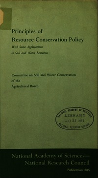 Cover Image: Principles of Resource Conservation Policy, With Some Application to Soil and Water Resources