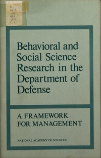 Cover Image: Behavioral and Social Science Research in the Department of Defense