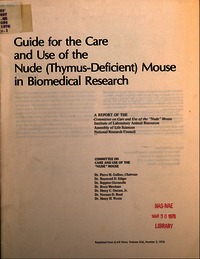 Cover Image: Guide for the Care and Use of the Nude (Thymus-Deficient) Mouse in Biomedical Research