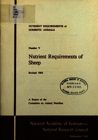 Cover Image: Nutrient Requirements of Sheep