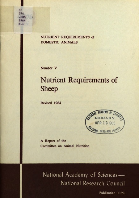 Nutrient Requirements of Sheep