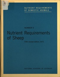 Nutrient Requirements of Sheep: Fifth revised edition, 1975