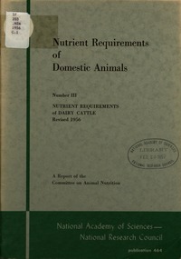 Cover Image: Nutrient Requirements of Domestic Animals