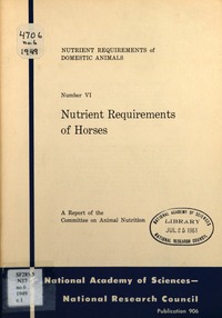 Cover Image: Nutrient Requirements of Horses