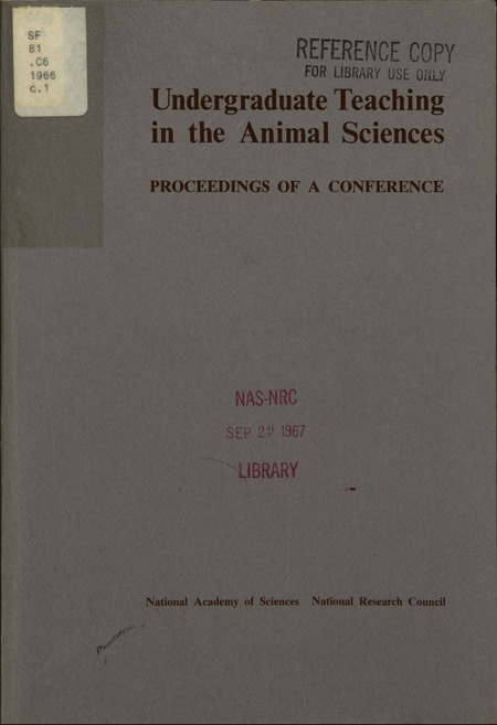 Undergraduate Teaching in the Animal Sciences: Proceedings of a Conference