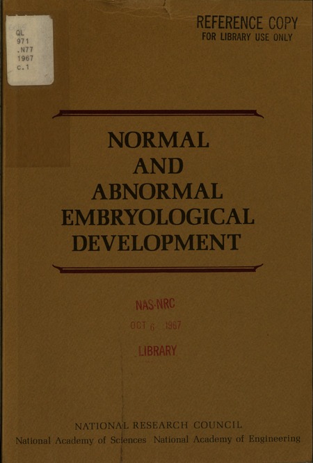 Cover: Normal and Abnormal Embryological Development: Proceedings of a Symposium
