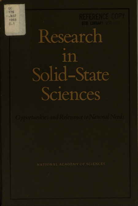 Research in Solid-State Sciences: Opportunities and Relevance to National Needs