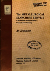 Cover Image: Metallurgical Searching Service of the American Society for Metals, Western Reserve University