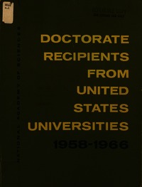 Cover Image: Doctorate Recipients From United States Universities, 1958-1966