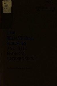 Cover Image: Behavioral Sciences and the Federal Government