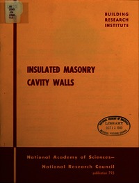 Insulated Masonry Cavity Walls: A Research Correlation Conference
