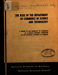 Cover Image: The Role of the Department of Commerce in Science and Technology