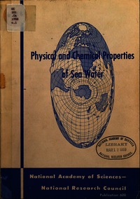 Conference on Physical and Chemical Properties of Sea Water, Easton, Maryland, September 4-5, 1958