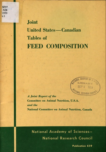 Joint United States-Canadian Tables of Feed Composition