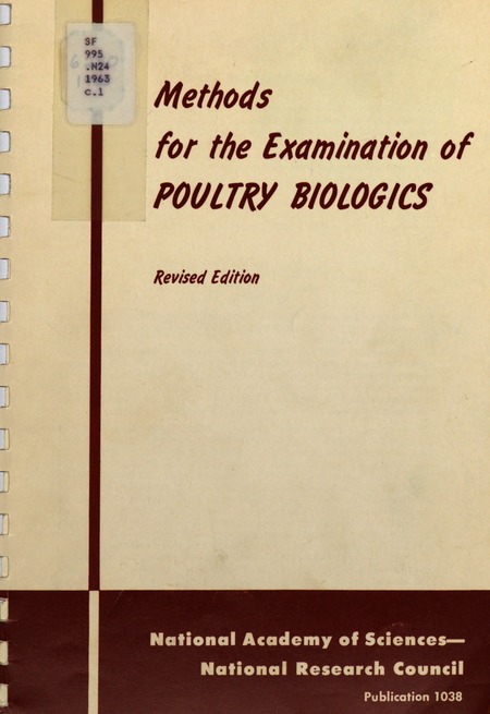 Methods for the Examination of Poultry Biologics: Revised Edition