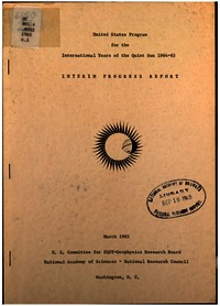 United States Program for the International Years of the Quiet Sun, 1964-65: Interim Progress Report