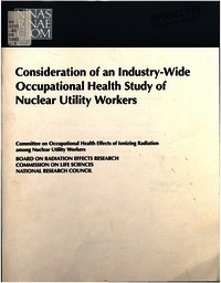 Consideration of an Industry-Wide Occupational Health Study of Nuclear Utility Workers