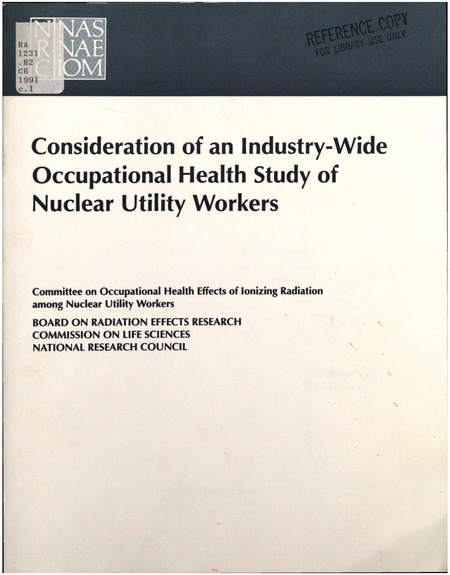 Consideration of an Industry-Wide Occupational Health Study of Nuclear Utility Workers