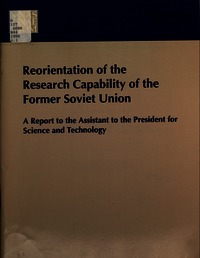Cover Image: Reorientation of the Research Capability of the Former Soviet Union