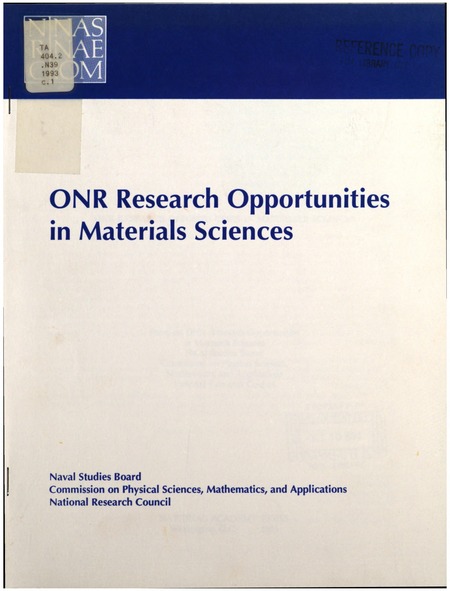 ONR Research Opportunities in Materials Sciences