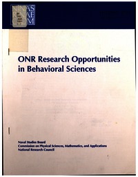 Cover Image: ONR Research Opportunities in Behavioral Sciences