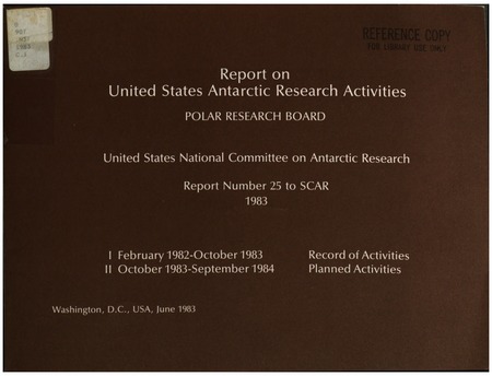 Report on United States Antarctic Research Activities, February 1982-October 1983