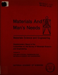 Cover Image: Materials and Man's Needs: Materials Science and Engineering