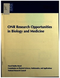 Cover Image: ONR Research Opportunities in Biology and Medicine