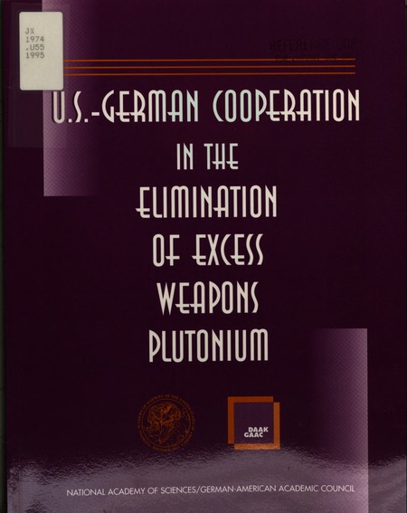 U.S.-German Cooperation in the Elimination of Excess Weapons Plutonium