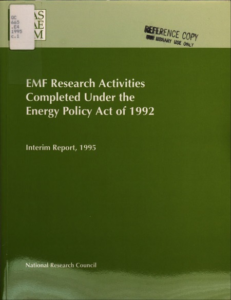 EMF Research Activities Completed Under the Energy Policy Act of 1992: Interim Report, 1995