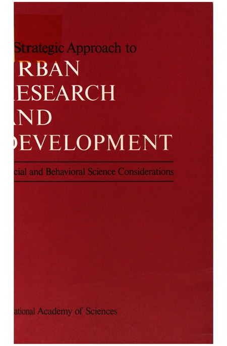 Strategic Approach to Urban Research and Development: Social and Behavioral Science Considerations