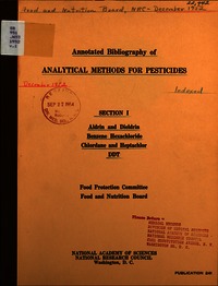 Cover Image: Annotated Bibliography of Analytical Methods for Pesticides