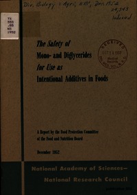 Cover Image: The Safety of Mono- and Diglycerides for Use as Intentional Additives in Foods